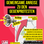 Plakat Aufruf des essq zum Gegenprotest Infos im Text